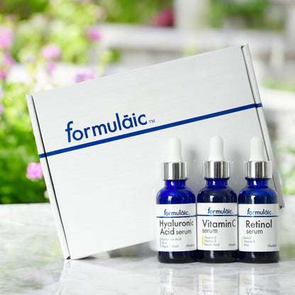 Formulaic Set of 3 Face Serums - Vitamin C, Retinol & Hyaluronic Acid Serums