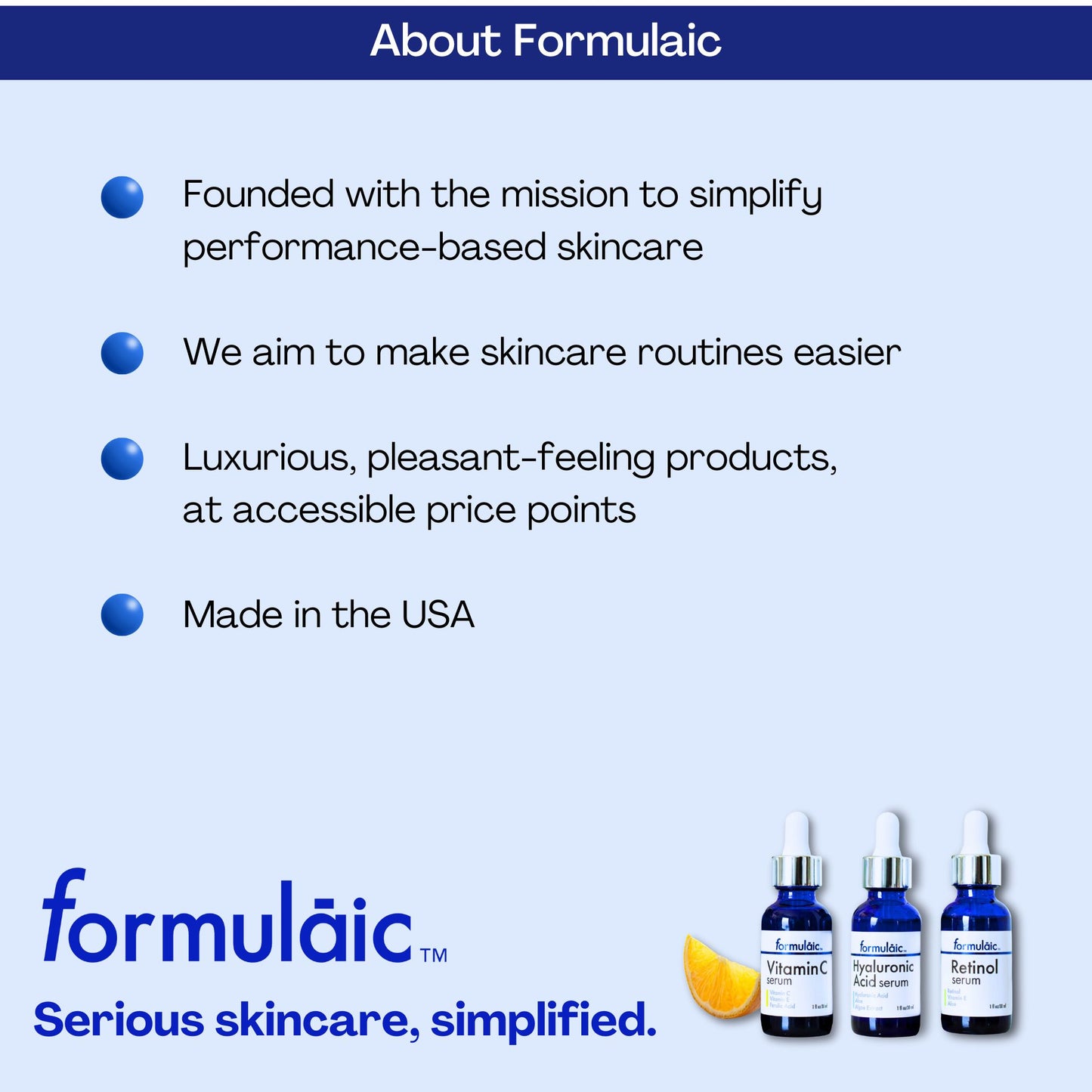 Formulaic Set of 3 Face Serums - Vitamin C, Retinol & Hyaluronic Acid Serums